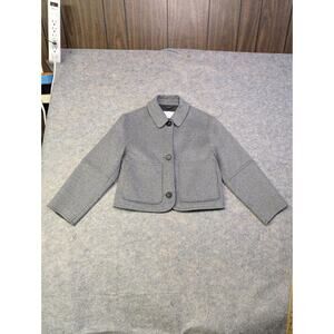 Zara Girls Gray 9-10 Wool Crop Jacket Cardigan Pockets Size 9/10 140cm